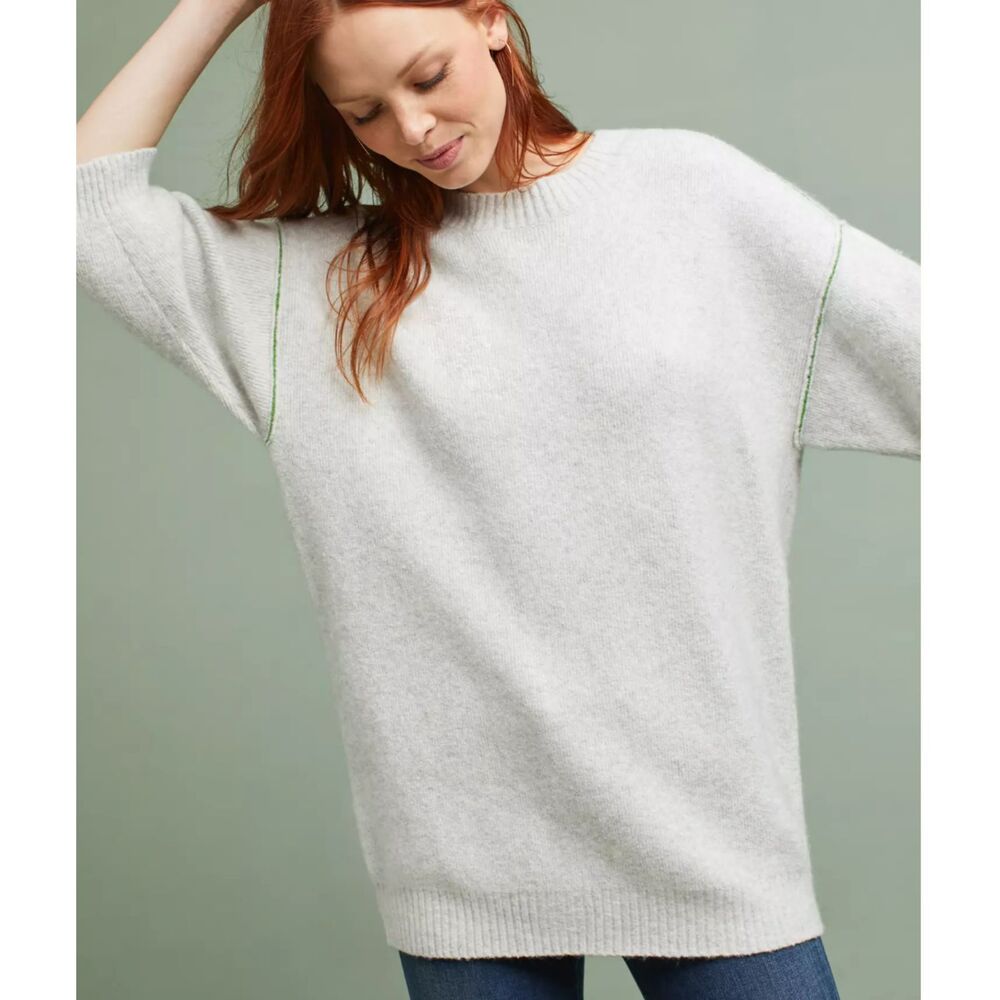 Anthropologie Moth Dempsey Pullover Sweater Grey Size Medium